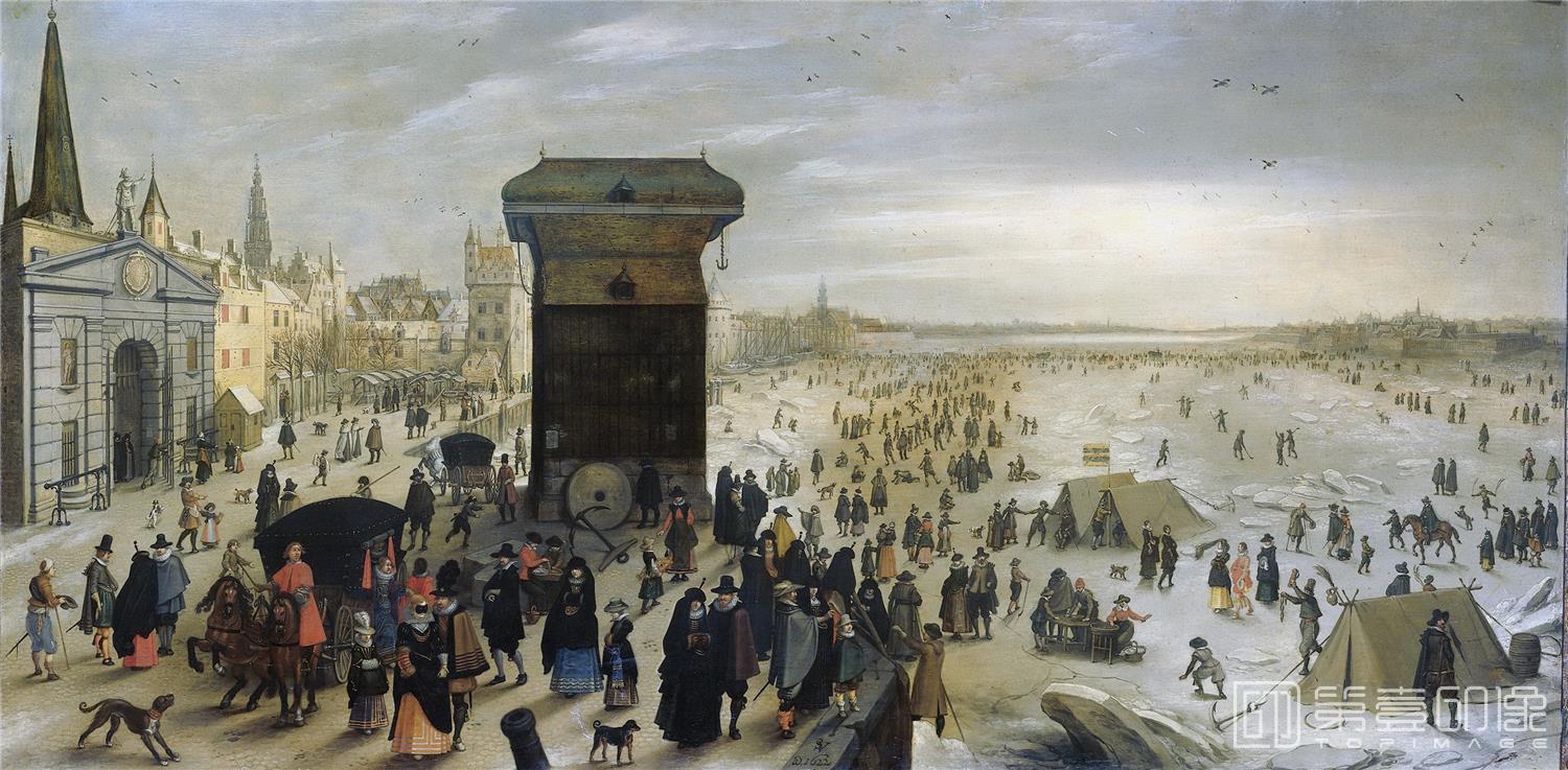 油画-荷兰阿姆斯特丹国家美术馆-Vrancx Sebastiaan Het Kranenhoofd aan de Schelde te Antwerpen 1622-1844